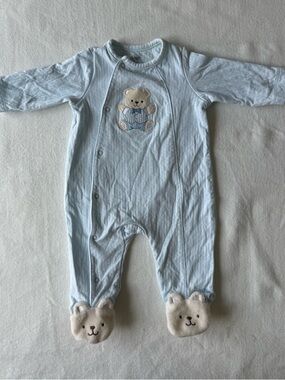 Little Me Light Blue Teddy Footed One-Piece